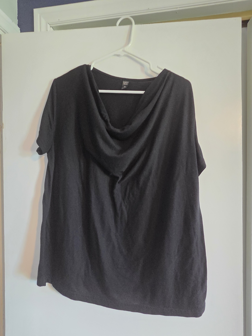 SHEIN Black Draped Cowl Neck Tunic Top